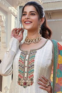 Picture of Outstanding Off White Designer Anarkali Suit for Engagement, Party and Festival