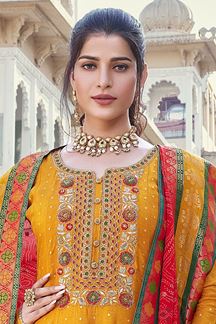 Picture of Pretty Mustard Designer Anarkali Suit for Wedding and Haldi