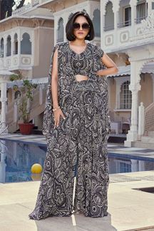 Picture of Gorgeous Black and White Printed Indo-Western Suit for Party