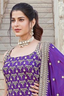 Picture of Glorious Purple Designer Gharara Suit for Wedding and Sangeet