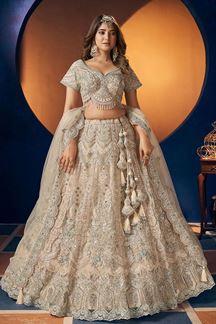 Picture of Captivating Cream Designer Bridal Lehenga Choli for Sangeet and Reception