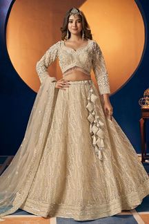 Picture of Flawless Cream Designer Lehenga Choli for Engagement and Reception