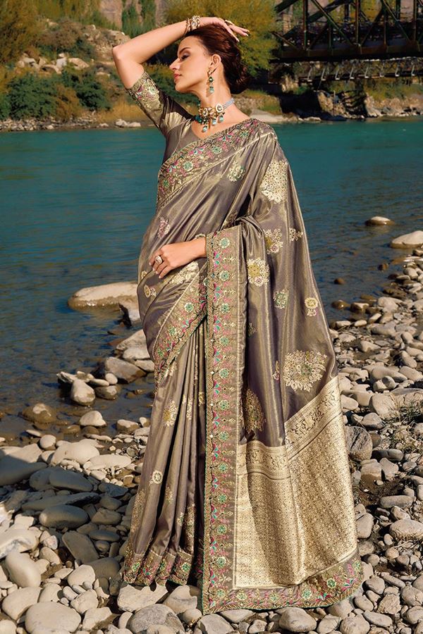 Picture of Magnificent Pure Banarasi Silk Designer Saree for Wedding and Reception