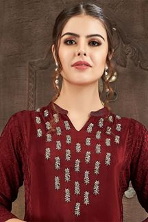 Picture of Artistic Maroon Designer Partywear Kurti