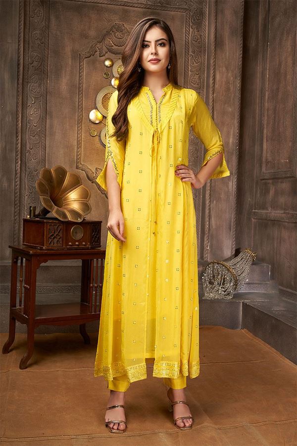 Picture of Heavenly Yellow Designer Kurti for Haldi and Festive occasions
