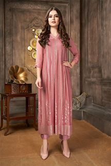 Picture of Surreal Pink Long Designer Kurti for Party and Festive occasions