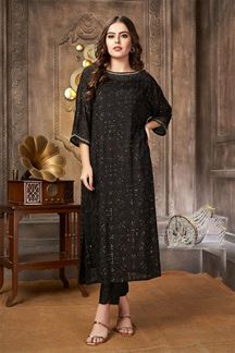 Picture of Vibrant Black Designer Long Kurti for Party and Sangeet