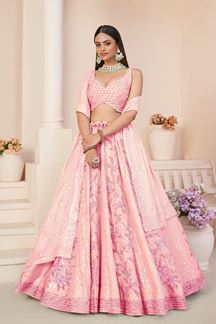 Picture of Spectacular Pink Designer Lehenga Choli for Sangeet and Reception