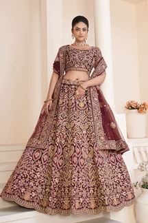 Picture of Pretty Red Net Designer Bridal Lehenga Choli for Wedding and Reception