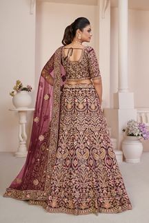 Picture of Pretty Red Net Designer Bridal Lehenga Choli for Wedding and Reception