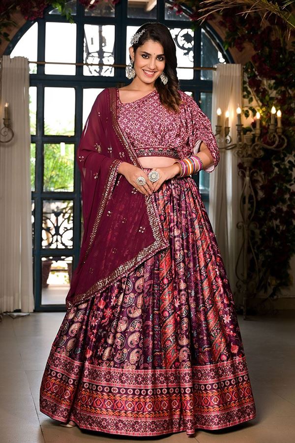 Picture of Divine Printed Designer Indowestern Lehenga Choli for Wedding and Sangeet