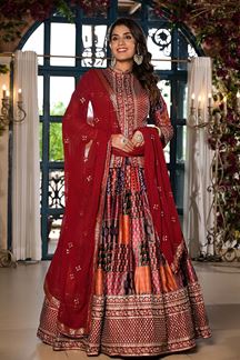 Picture of Pretty Designer Lehenga Choli with Long Blouse for Wedding