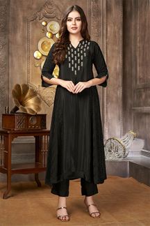 Picture of Delightful Black Designer Partywear Kurti