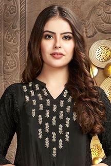 Picture of Delightful Black Designer Partywear Kurti