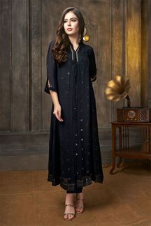 Picture of Impressive Navy Blue Long Designer Kurti for Party