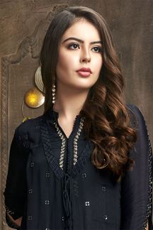 Picture of Impressive Navy Blue Long Designer Kurti for Party