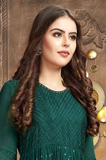 Picture of Astounding Green Long Designer Kurti for Mehendi and Festive occasions