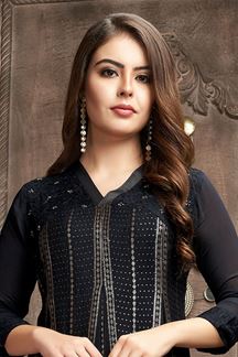Picture of Pretty Navy Blue Long Designer Kurti for Party