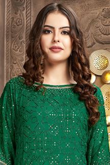 Picture of Flamboyant Green Designer Long Kurti for Mehendi and Festive occasions