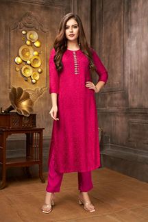 Picture of Dazzling Pink Designer Kurti Set for Party