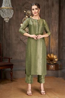 Picture of Fascinating Green Designer Kurti for Mehendi and Festive Occasions