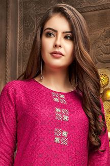 Picture of Splendid Pink Georgette Designer Kurti for Party