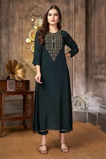 Picture of Flawless Green Georgette Designer Kurti for Mehendi and Festive occasions