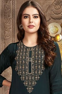 Picture of Flawless Green Georgette Designer Kurti for Mehendi and Festive occasions