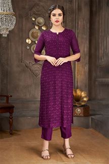 Picture of Ethnic Purple Long Designer Kurti for Party