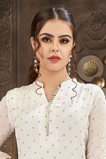 Picture of Mesmerizing White Georgette Designer Gharara Style Suit with Short Top for Party