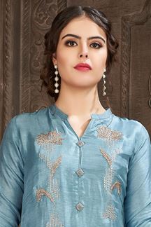 Picture of Alluring Blue Designer Straight-cut Salwar Suit for Wedding and Party