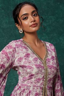 Picture of Mesmerizing Purple Floral Printed Designer Gharara Style Suit for Sangeet and Party