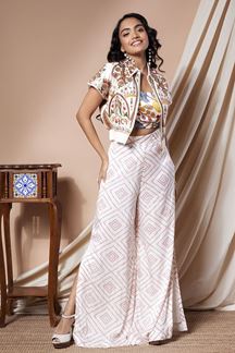 Picture of Splendid White Silk Designer Indo-Western Suit with Jacket for Haldi and Mehendi
