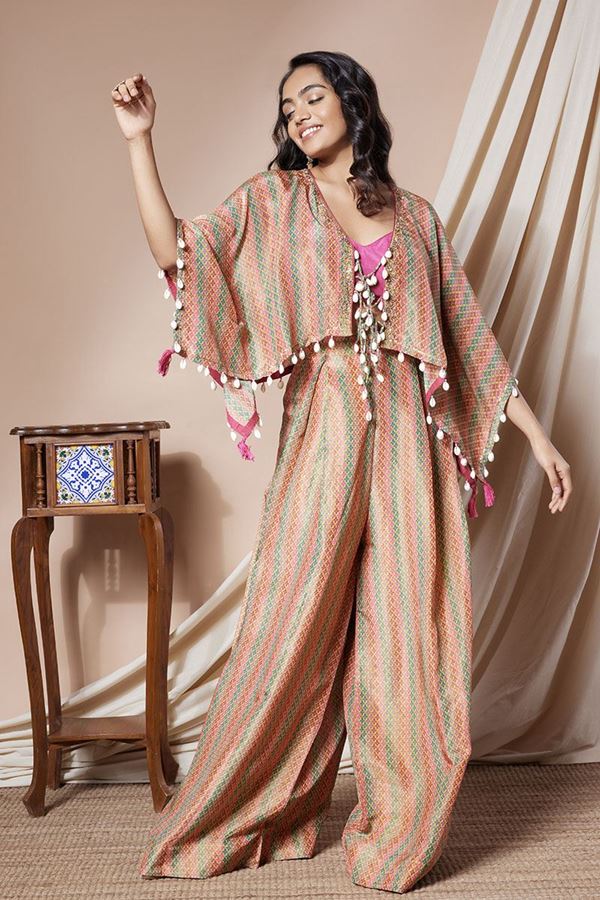 Picture of Royal Silk Designer Co-Ord Suit with Shells for Partywear and Haldi
