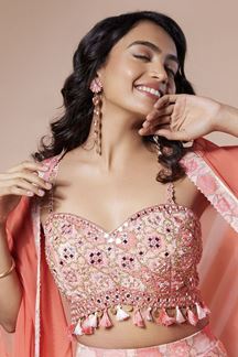 Picture of Fashionable Pink Designer Indo-Western Suit with Cape for Haldi and Mehendi