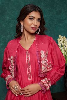 Picture of Amazing Pink Designer Indo-Western Suit for Party and Festive 