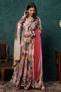 Picture of Impressive Pink Printed Designer Anarkali Suit for Party and Festival
