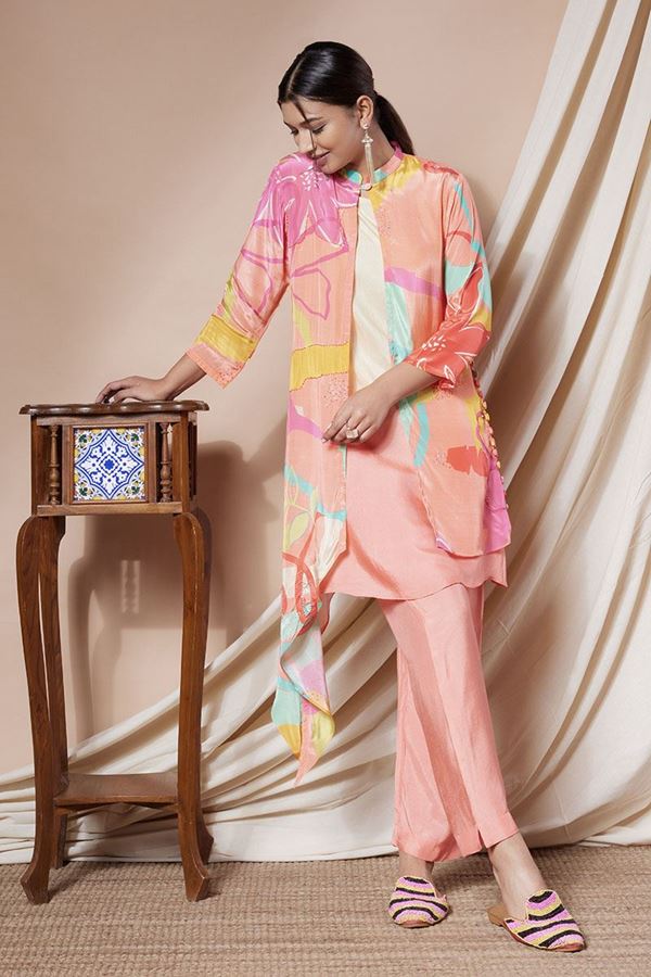 Picture of Artistic Pink Designer Co-Ord Set with Jacket for Party and Festive occasion