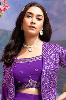 Picture of Trendy Purple Designer Indo-Western Suit with Jacket for Sangeet and Haldi