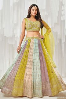 Picture of Lovely Colorful Designer Indo-Western Lehenga Choli for Sangeet and Haldi
