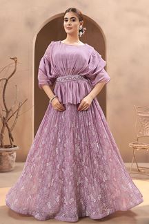 Picture of Glamorous Lavender Designer Indo-Western Lehenga Choli for Party and Sangeet