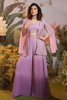 Picture of Attractive Lavender Designer Indo-Western Suit with Jacket for Party and Engagement