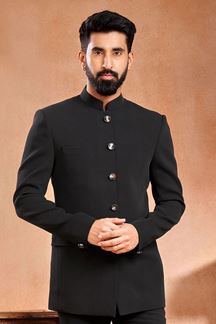 Picture of Splendid Black Designer Mens Wear Bandhgala Jodhpuri Jacket for Party wear and Reception