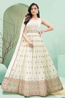 Picture of Gorgeous Cream Georgette Designer Anarkali Suit for Engagement, Wedding, and Reception