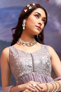 Picture of Creative Purple Chinon Designer Salwar Suit for Engagement, Wedding, and Reception