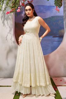Picture of Trendy Cream Georgette Designer Salwar Suit for Engagement, Wedding, and Reception