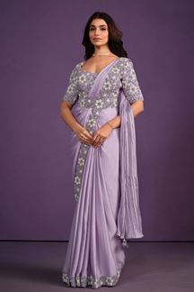 Picture of Glorious Lavender Designer Ready to Wear Saree with Belt for Engagement, Reception and Party