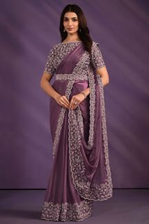 Picture of Surreal Mauve Designer Ready to Wear Saree with Belt for Engagement, Reception, and Party