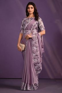 Picture of Awesome Lavender Designer Ready to Wear Saree with Belt for Engagement, Reception, and Party