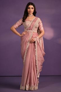 Picture of Flamboyant Pink Designer Ready to Wear Saree for Engagement, Reception, and Party